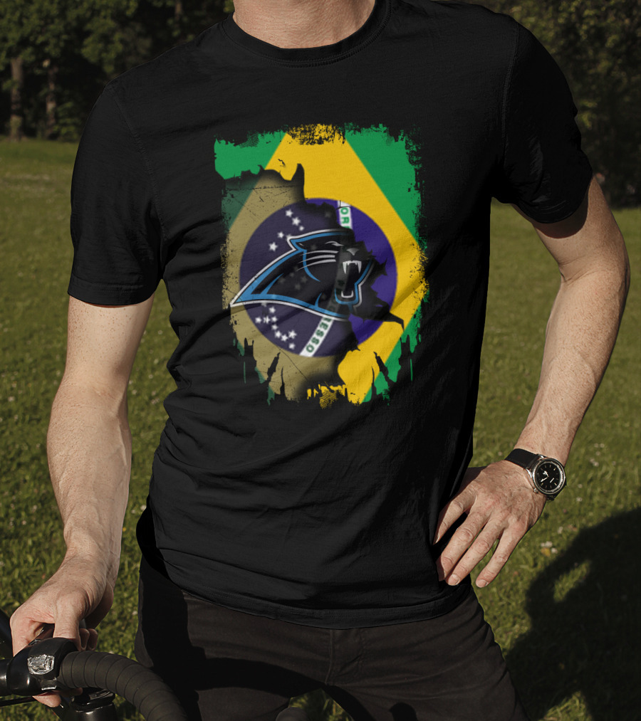 Together Brazil With Carolina Panthers Flag Fusion T-Shirt