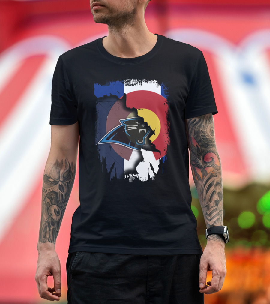 Colorado Flag with Panthers Logo Overlay T-Shirt
