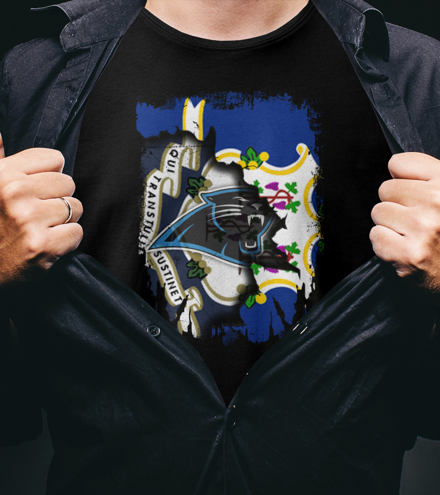 Connecticut Flag With Panthers Logo Integration T-Shirt
