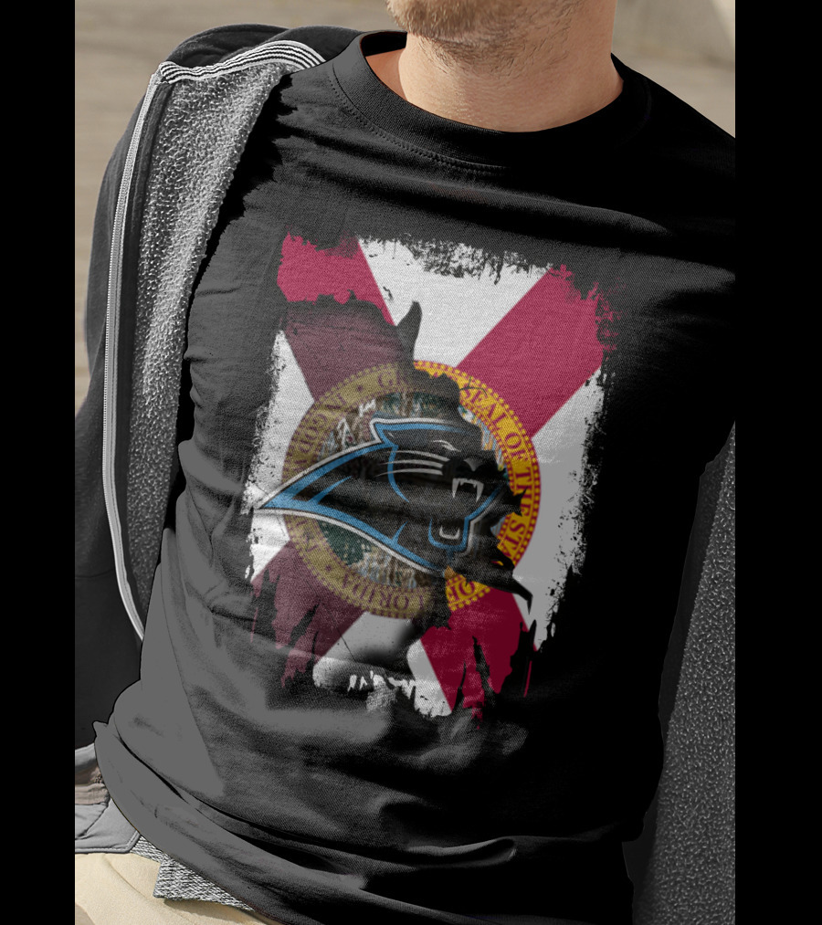 Florida Together With Carolina Panthers Logo And State T-Shirt