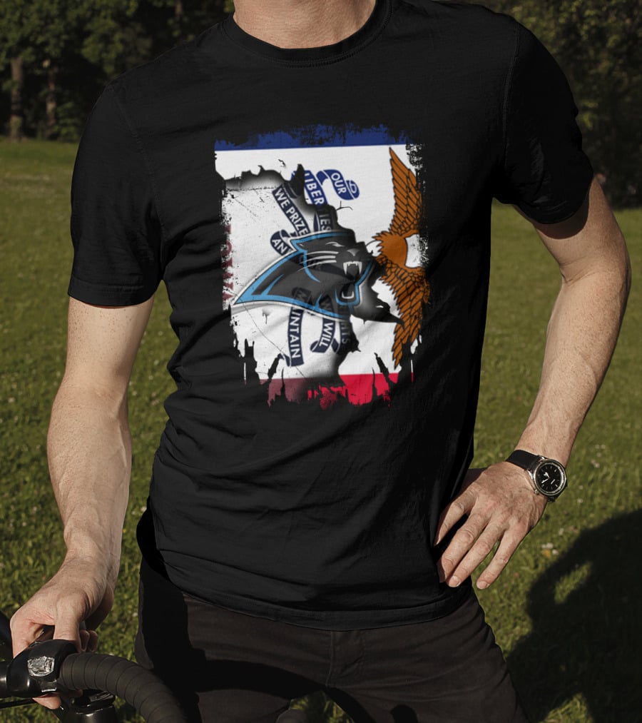 Iowa Panthers Emblem With Flag And Eagle T-Shirt