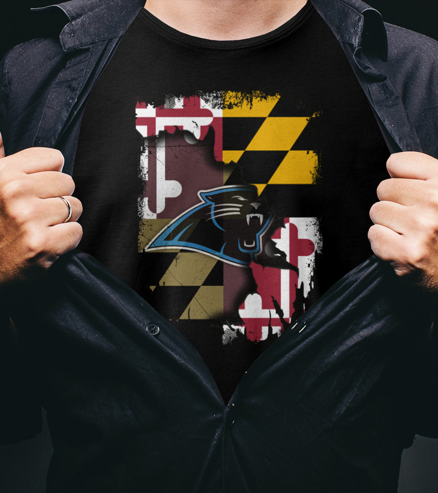 Together Maryland Panthers Roaring Over State Flag T-Shirt