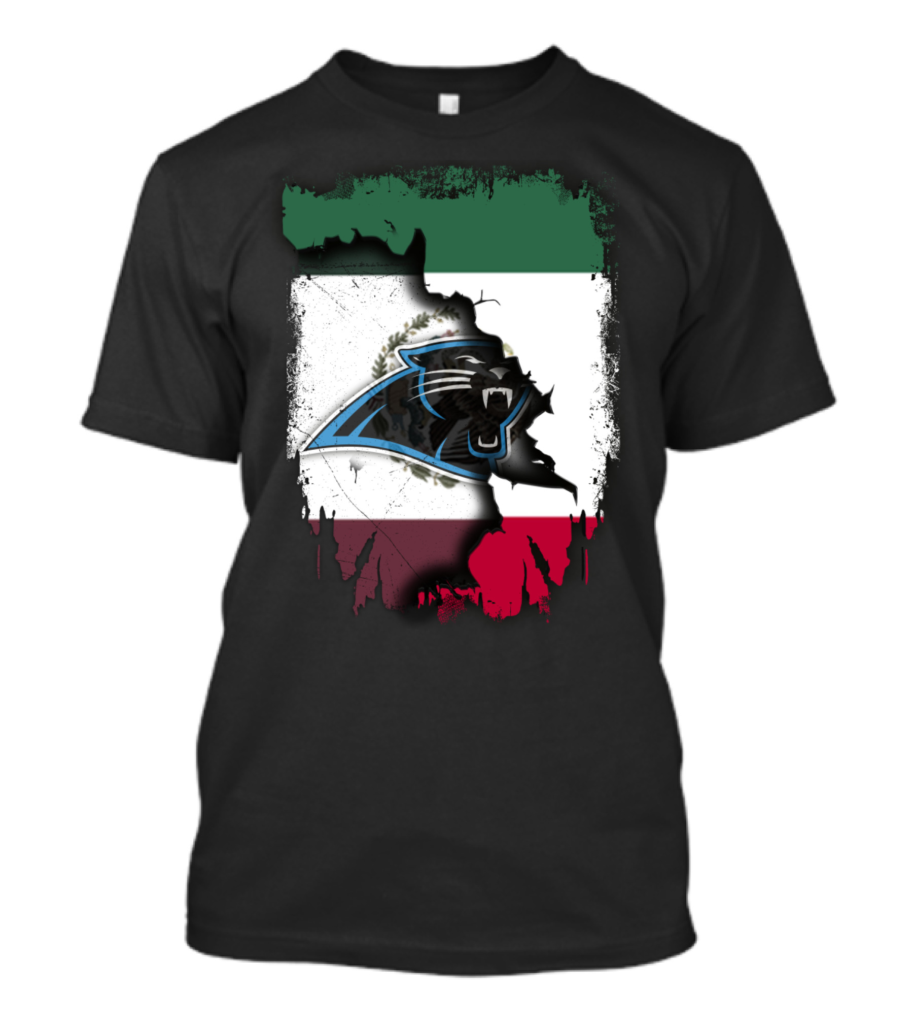 Together Mexico Carolina Panthers Flag Fusion T-Shirt