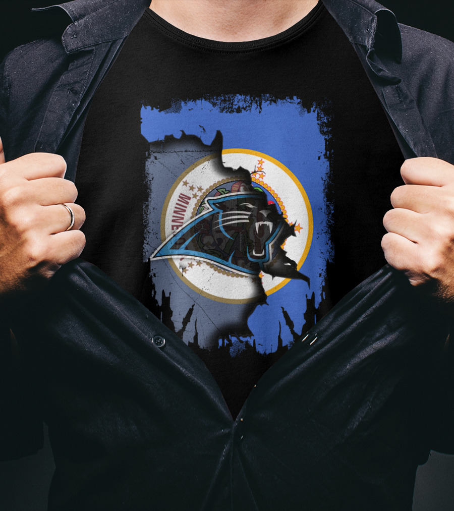 Together Minnesota With Carolina Panthers Logo And Minnesota State Seal T-Shirt