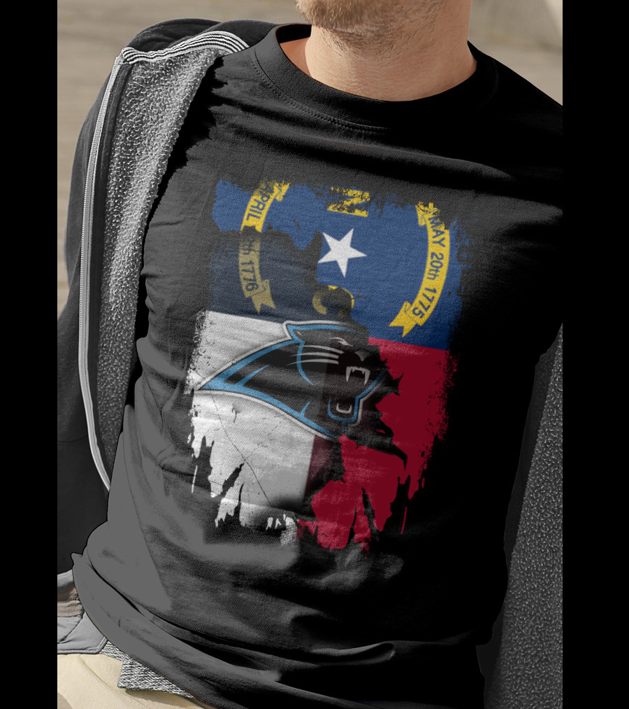 Together North Carolina With Panthers State Flag April 1776 May 1775 T-Shirt