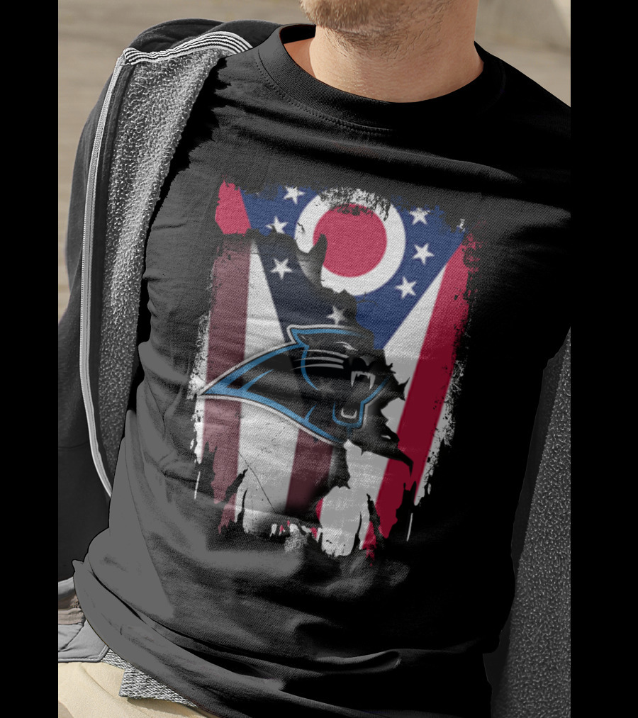 Ohio State Flag With Carolina Panthers T-Shirt