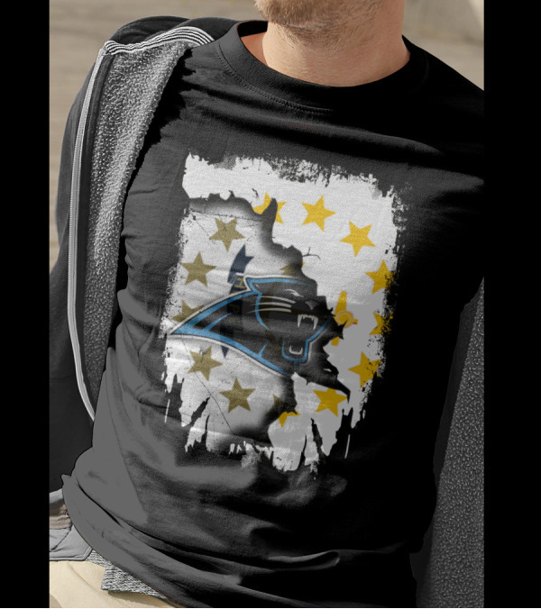 Rhode Island United With Carolina Panthers Logo And Stars T-Shirt