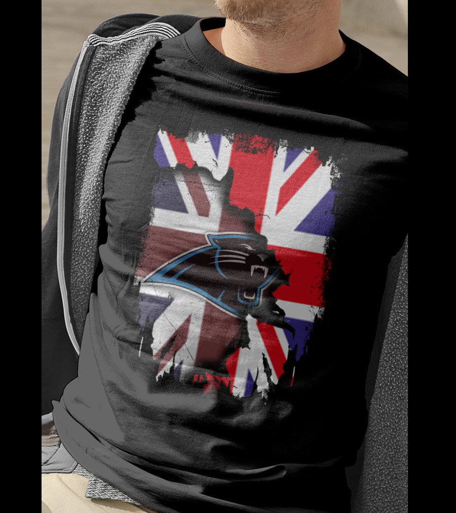 United Kingdom Flag With Panthers Logo Overlay T-Shirt