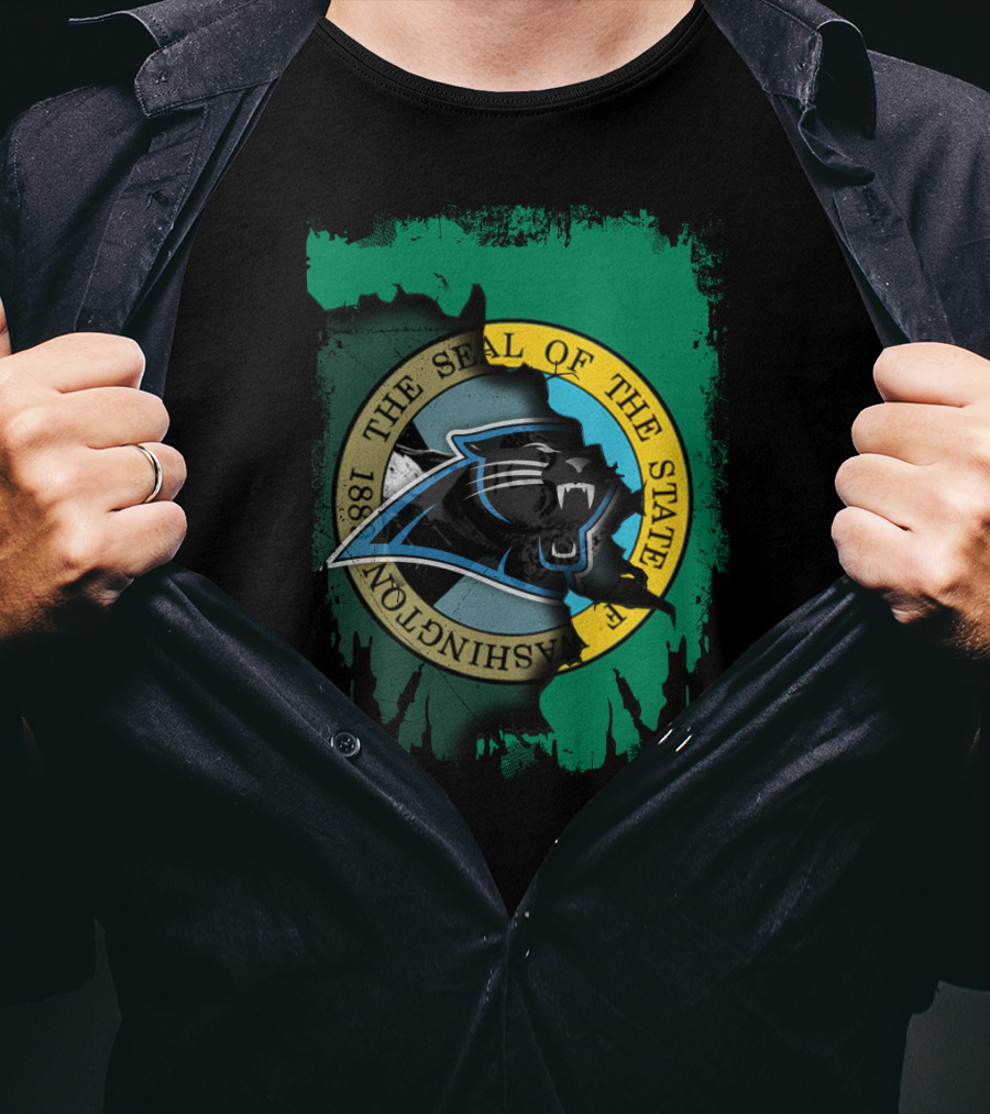 The Seal Of The State Of Washington With Carolina Panthers T-Shirt