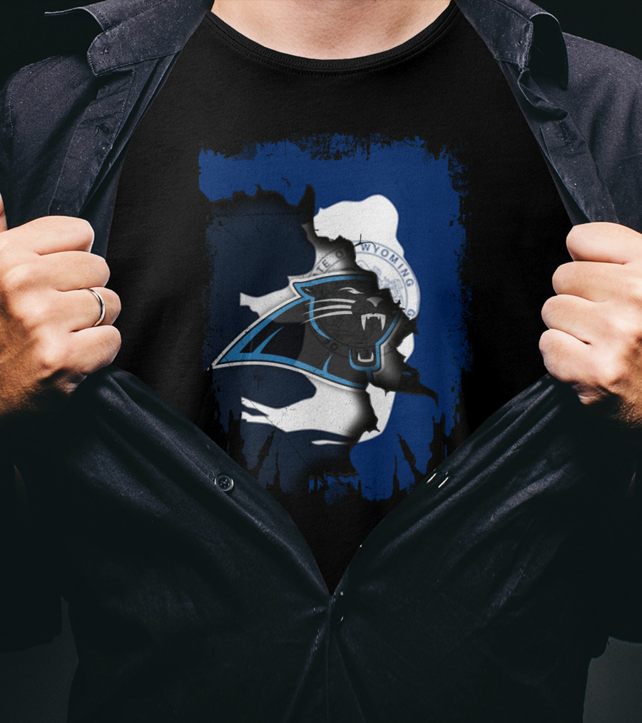 Wyoming Unity With Carolina Panthers Emblem T-Shirt