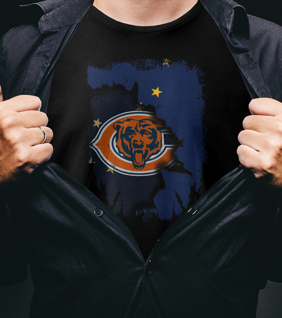Alaska Map With Chicago Bears Logo And Stars T-Shirt
