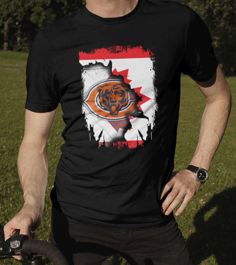 Canada Bears Logo Ripped Flag T-Shirt