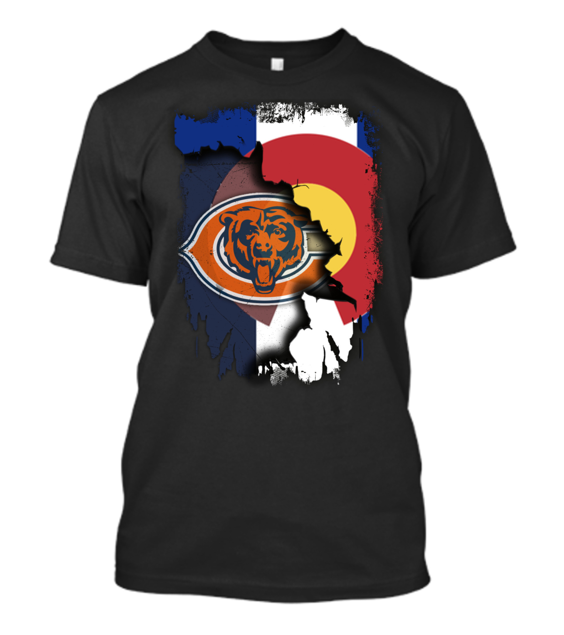 Colorado Flag Chicago Bears Logo Fusion T-Shirt