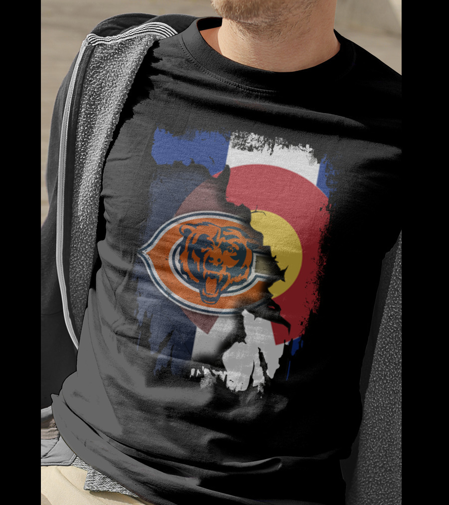 Colorado Flag Chicago Bears Logo Fusion T-Shirt
