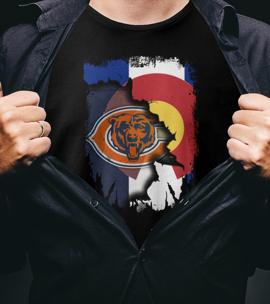 Colorado Flag Chicago Bears Logo Fusion T-Shirt