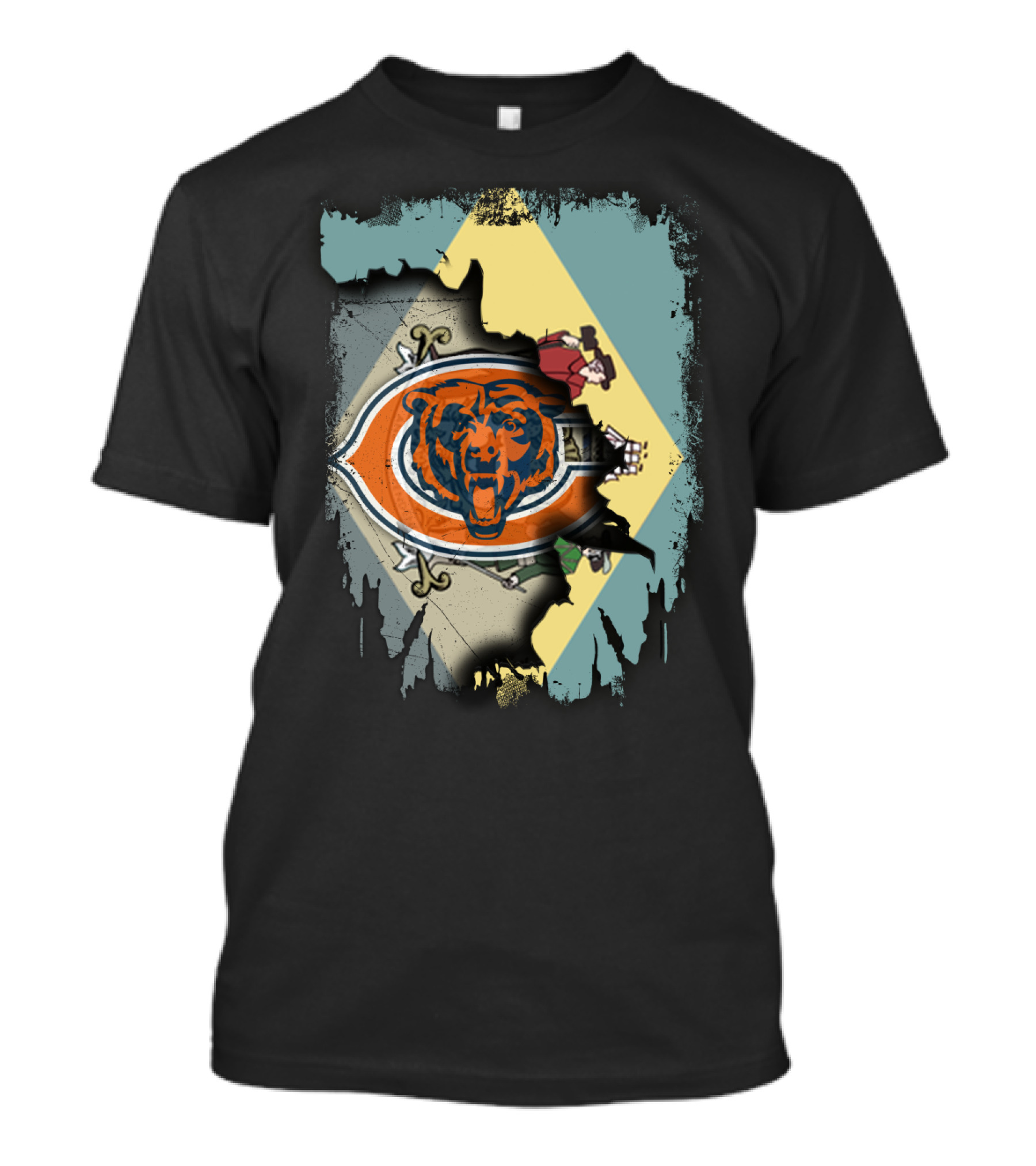 Together Delaware With Chicago Bears Logo And State Flag Elements T-Shirt