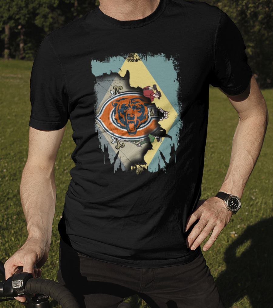 Together Delaware With Chicago Bears Logo And State Flag Elements T-Shirt