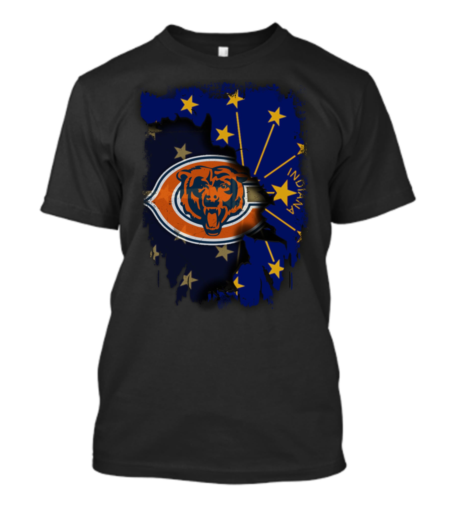 Chicago Bears And Indiana State Flag Blend Together T-Shirt