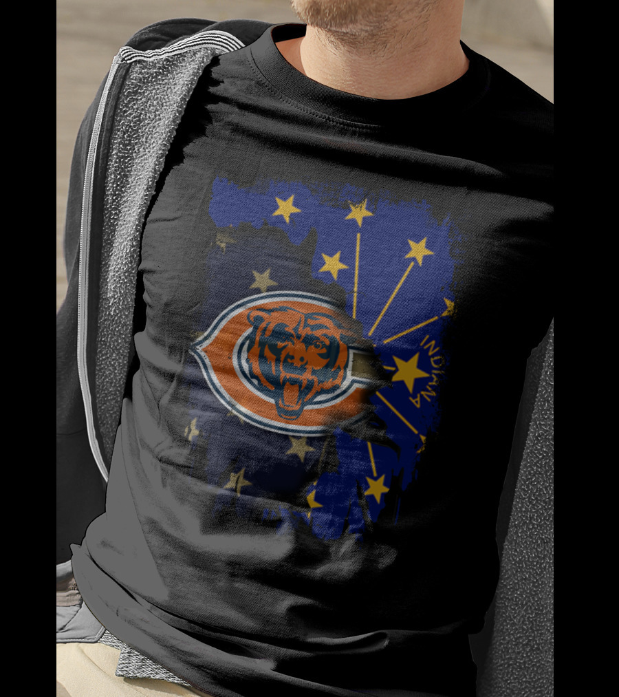 Chicago Bears And Indiana State Flag Blend Together T-Shirt