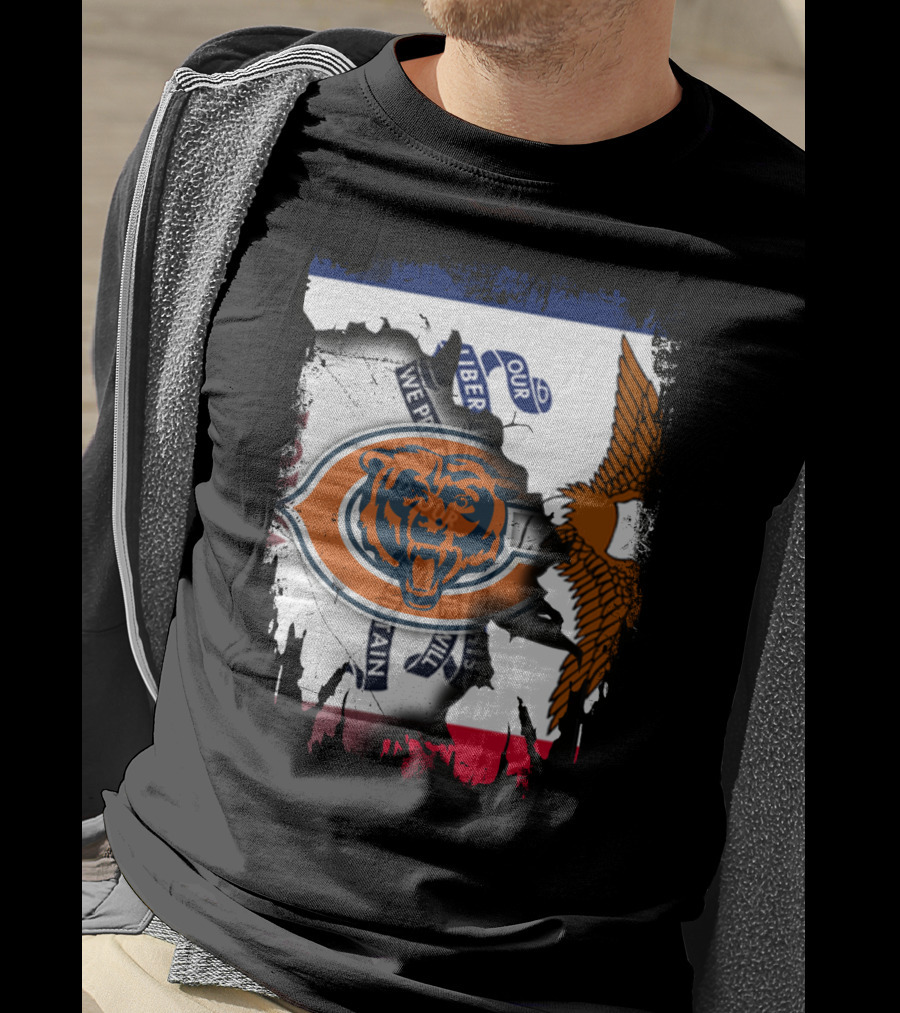Chicago Bears Iowa Pride USA Flag Eagle Patriot T-Shirt