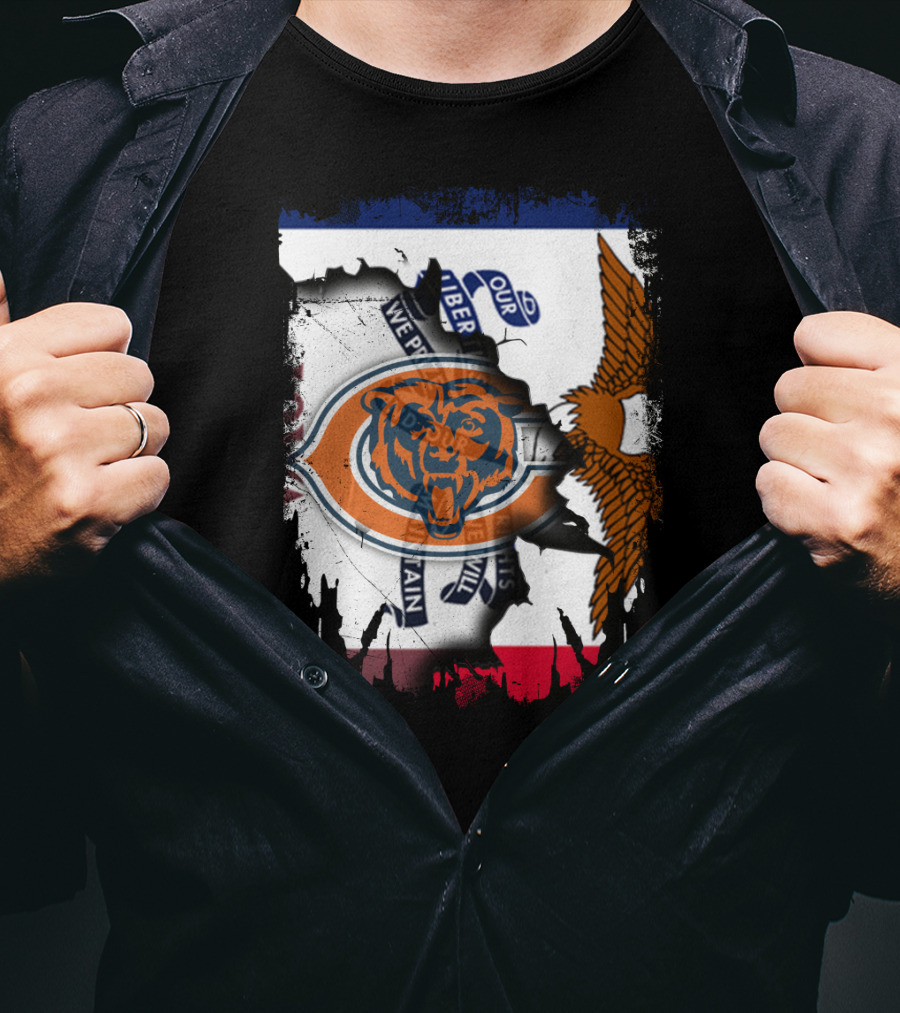 Chicago Bears Iowa Pride USA Flag Eagle Patriot T-Shirt
