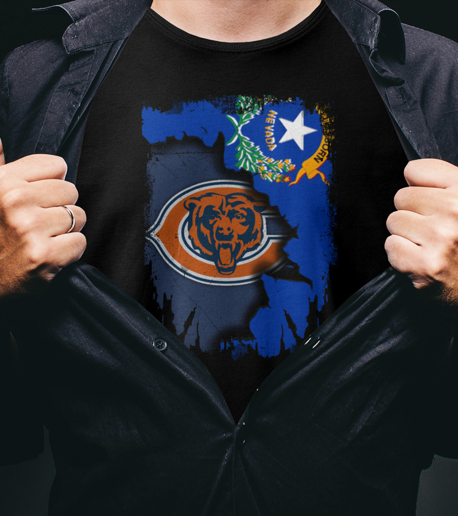 Nevada State Flag With Chicago Bears T-Shirt