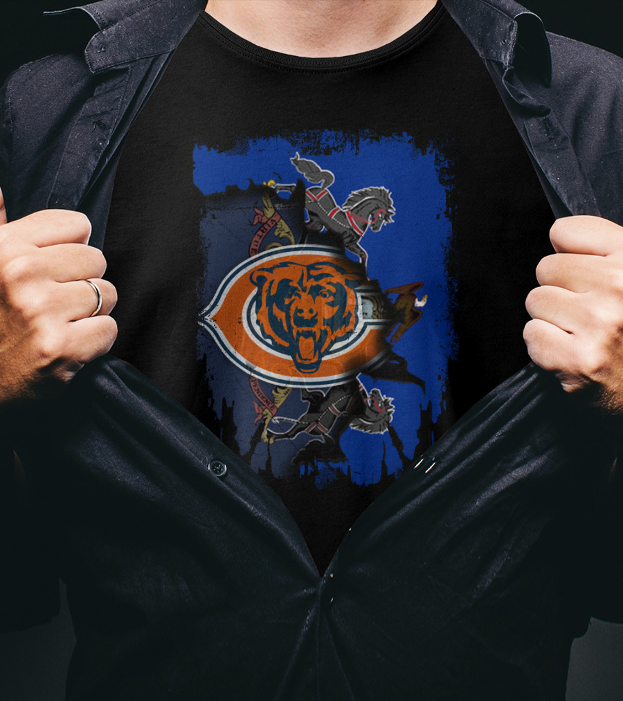 Together Pennsylvania Chicago Bears State Flag And Seal Fusion T-Shirt