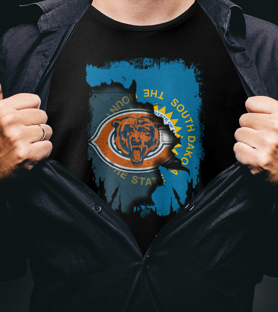 Chicago Bears South Dakota Flag Fusion T-Shirt
