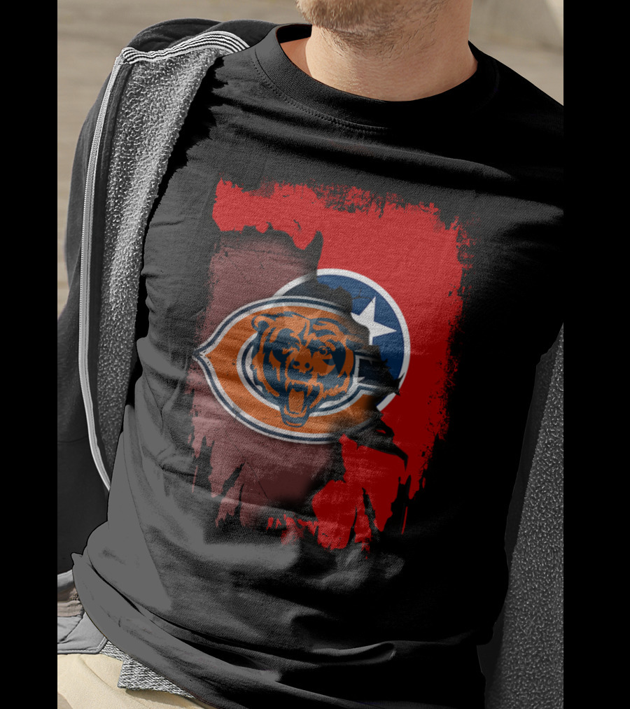 Tennessee State Flag Merged With Chicago Bears T-Shirt