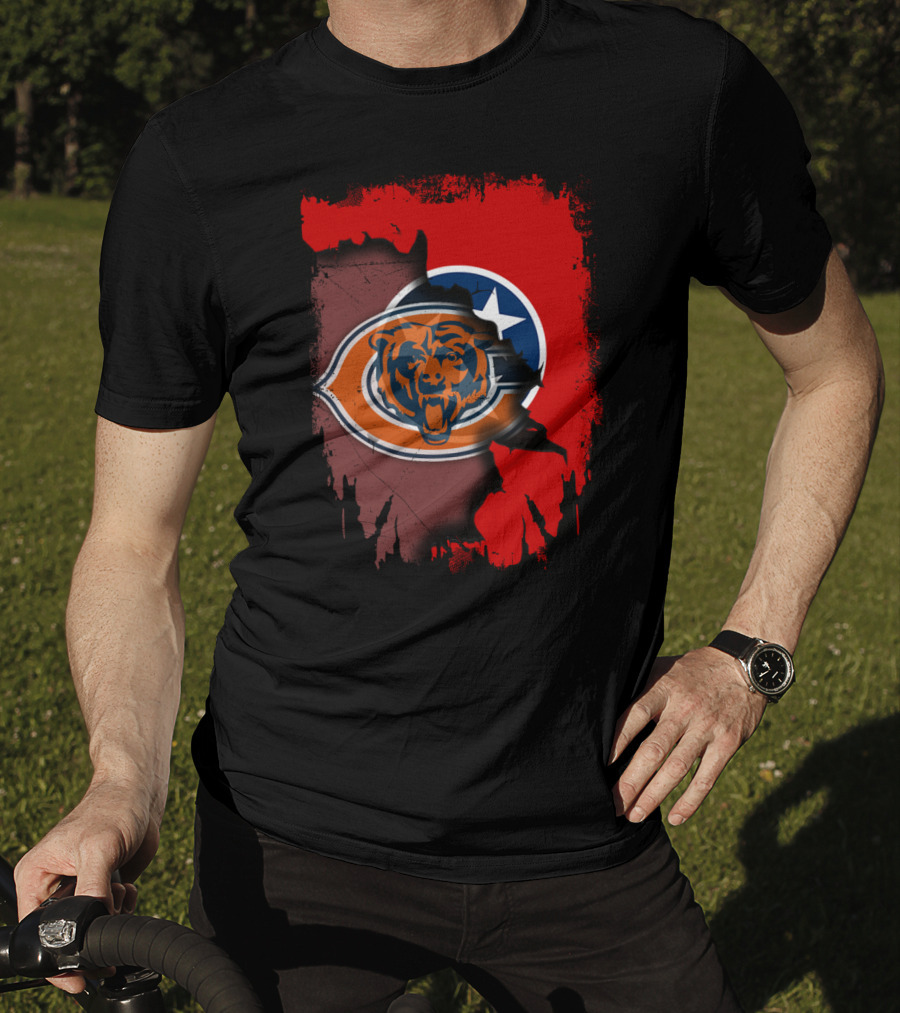 Tennessee State Flag Merged With Chicago Bears T-Shirt