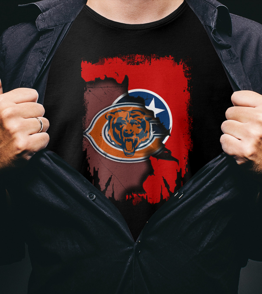 Tennessee State Flag Merged With Chicago Bears T-Shirt