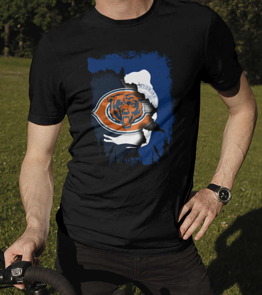 Wyoming Blue Overlay With Bears And Emblem T-Shirt