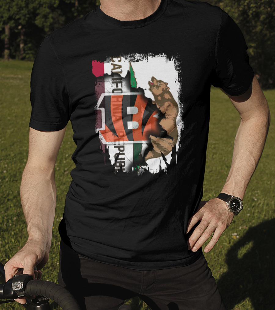 California Republic Bear With Bengals T-Shirt