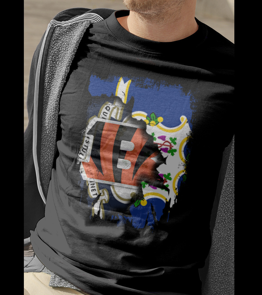 Connecticut Love For Bengals Football Fusion T-Shirt