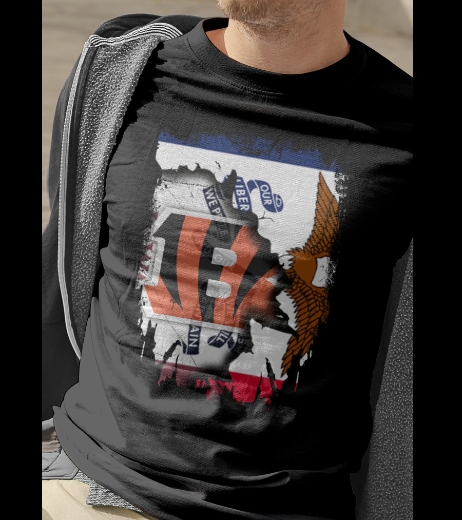 Iowa Flag With Cincinnati Bengals Logo And Eagle T-Shirt