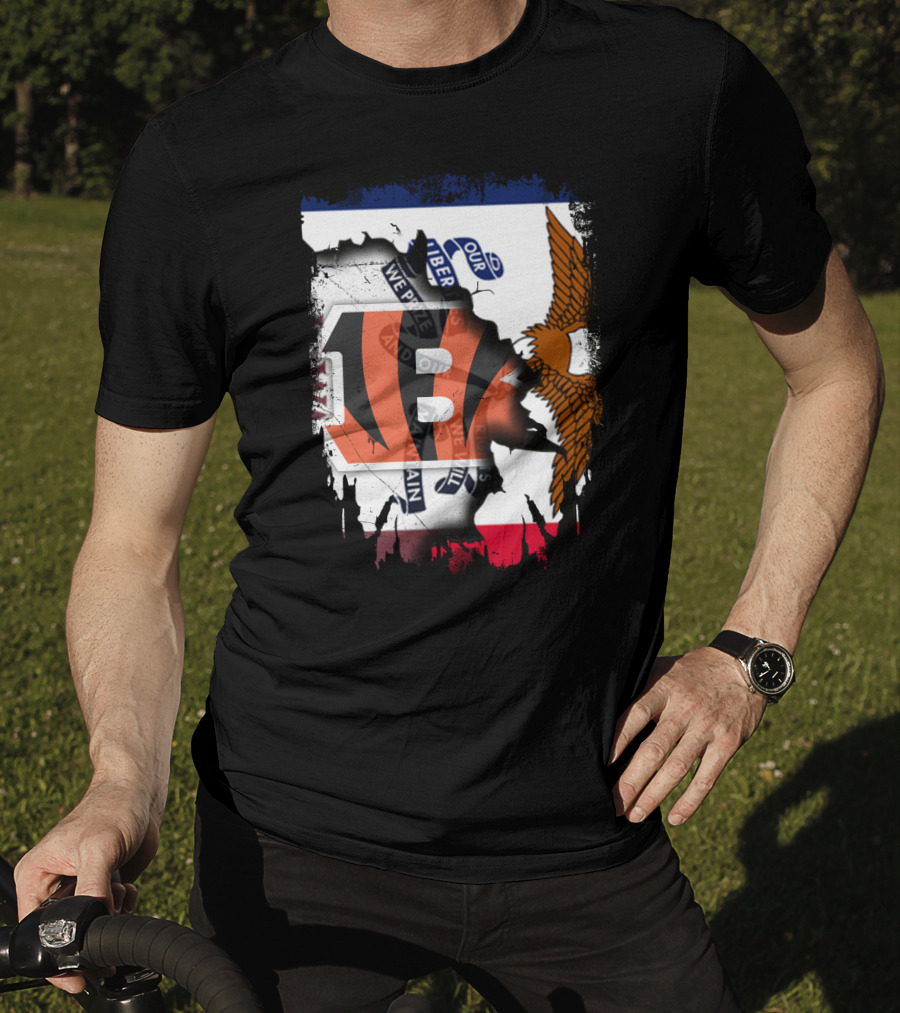 Iowa Flag With Cincinnati Bengals Logo And Eagle T-Shirt