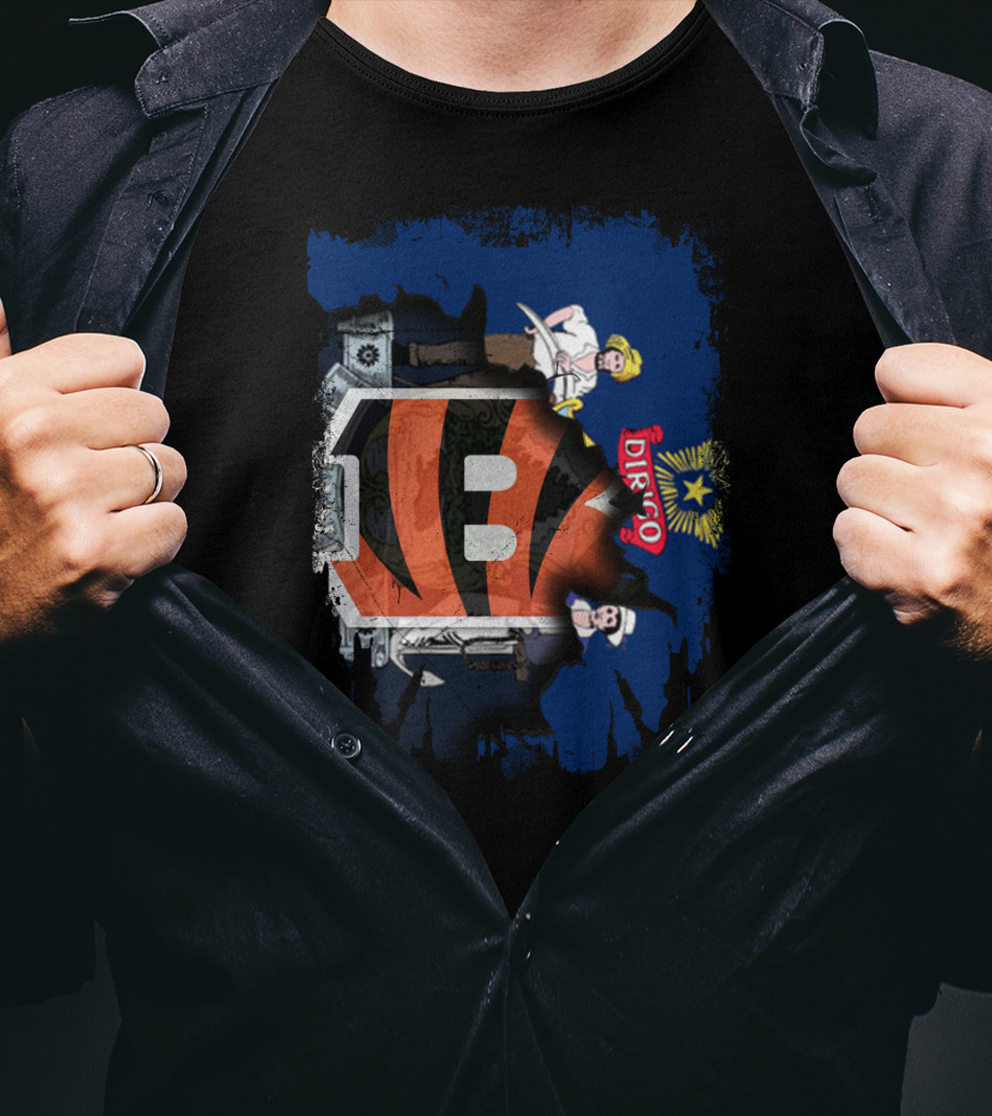 Together Maine Crest Overlay With Bengals Logo And Dirigo Motto T-Shirt