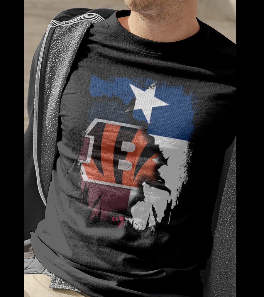 Texas Lone Star And Cincinnati Bengals NFL Fusion T-Shirt