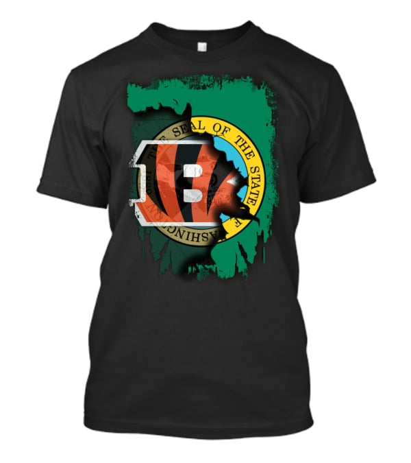 Washington State Seal With Cincinnati Bengals Logo Fusion T-Shirt