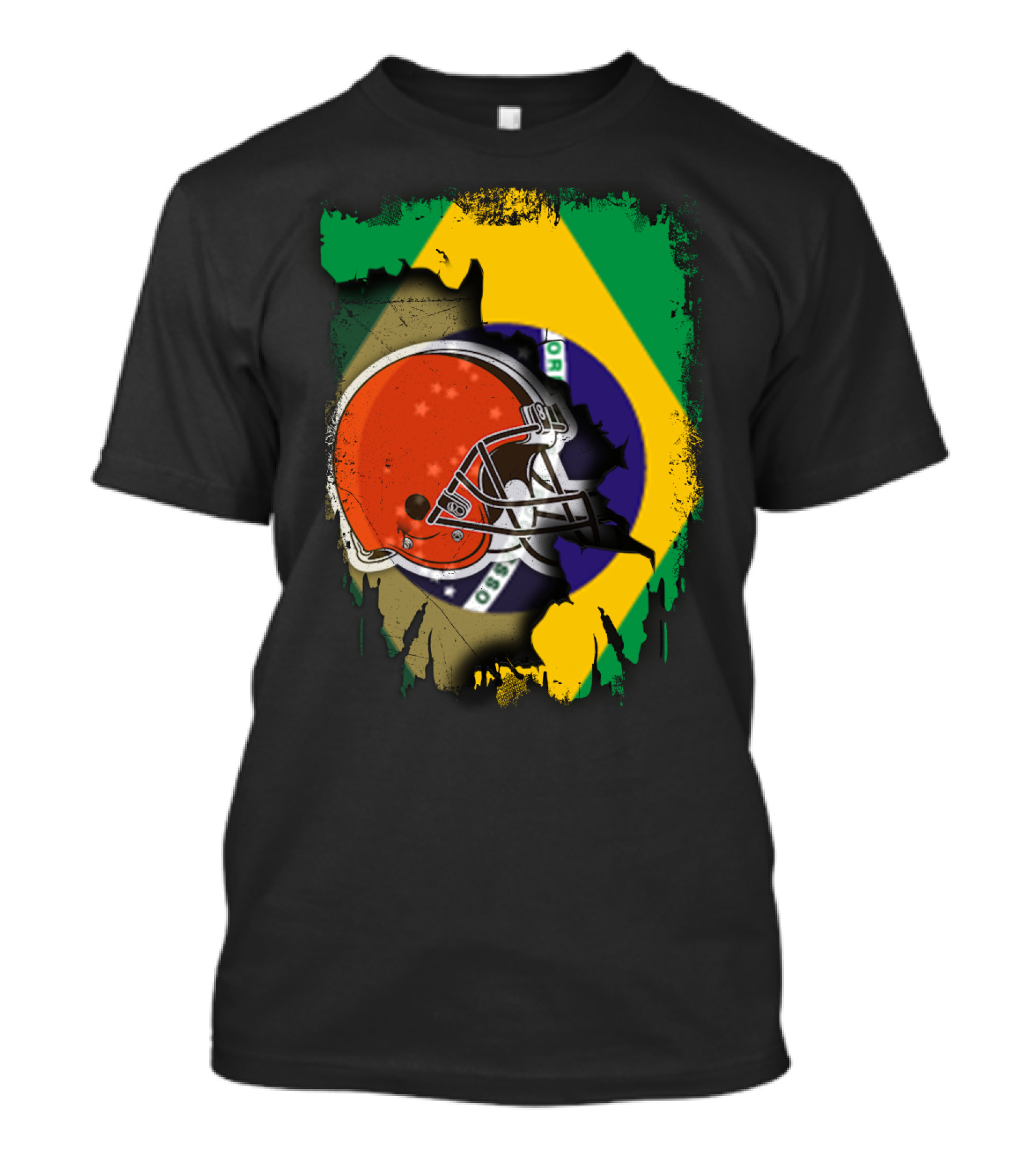 Together Brazil Browns Helmet Torn Flag Fusion T-Shirt