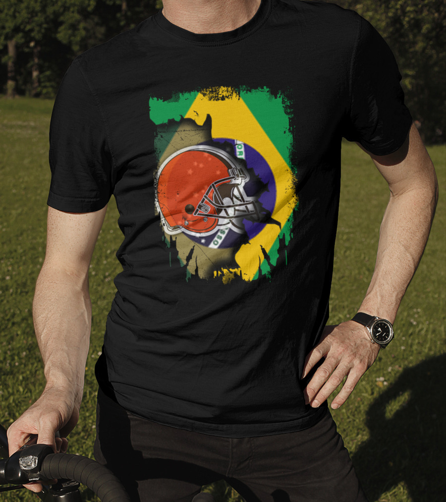 Together Brazil Browns Helmet Torn Flag Fusion T-Shirt