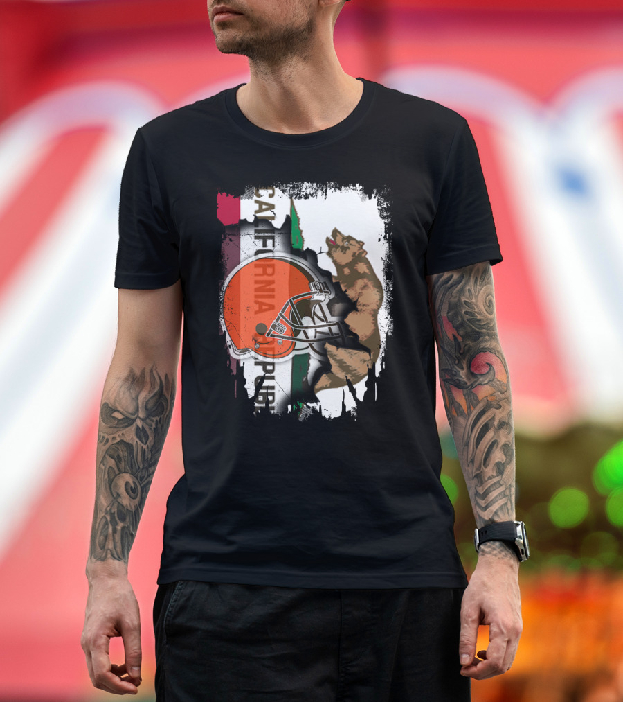 California Republic Browns Helmet Bear Football Fusion T-Shirt