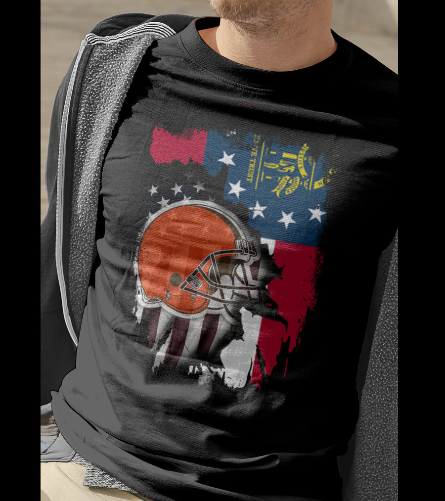 Georgia Flag Cleveland Browns Helmet Together T-Shirt
