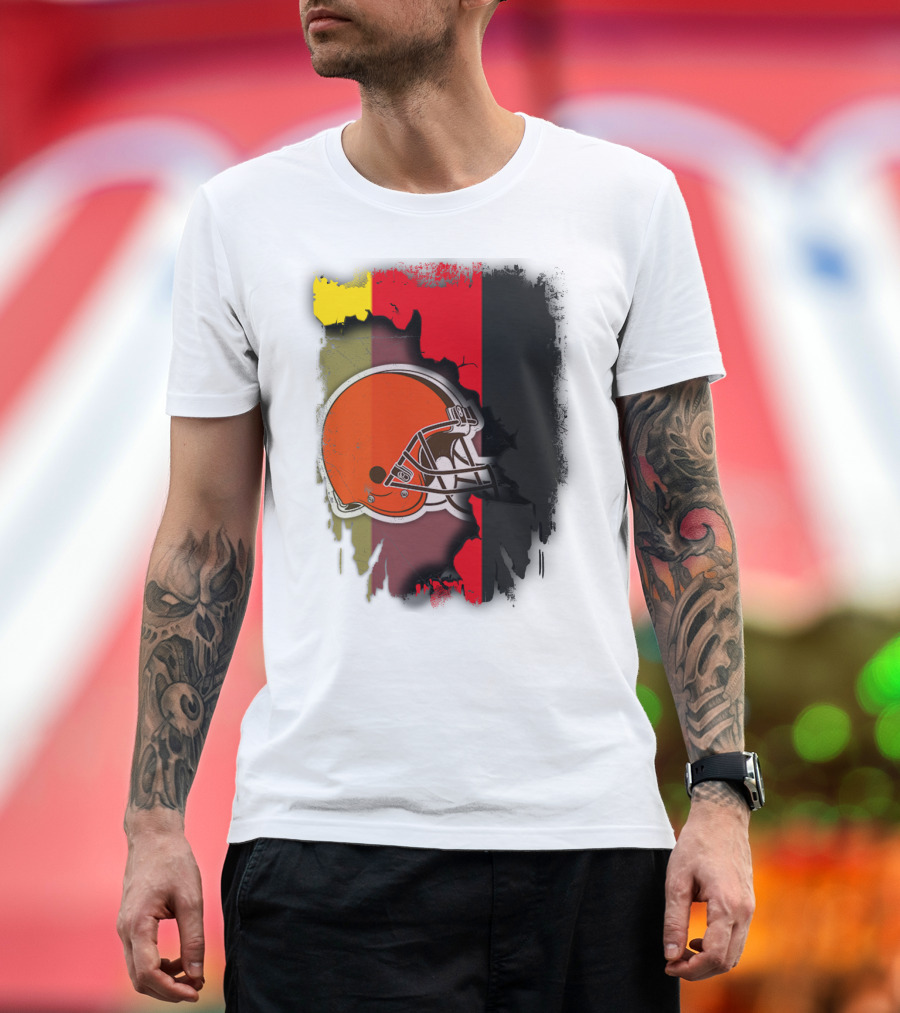 Germany Flag with Cleveland Browns Helmet T-Shirt