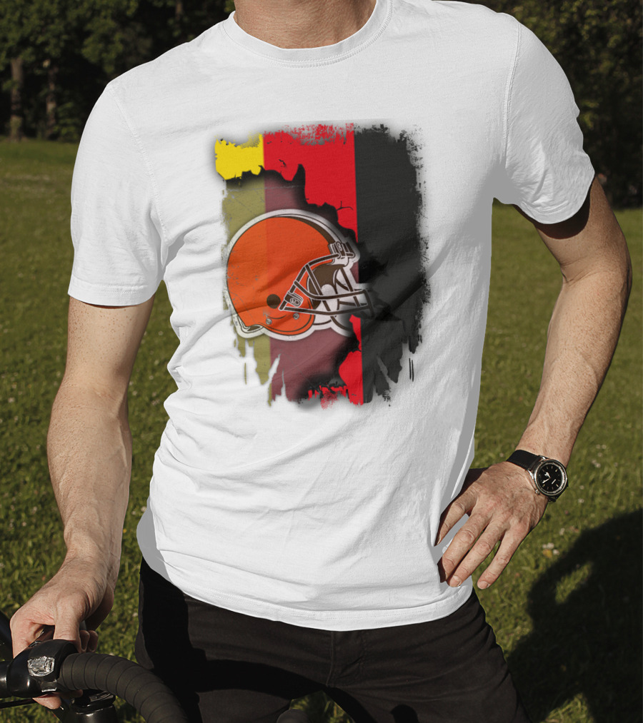 Germany Flag With Cleveland Browns Helmet T-Shirt