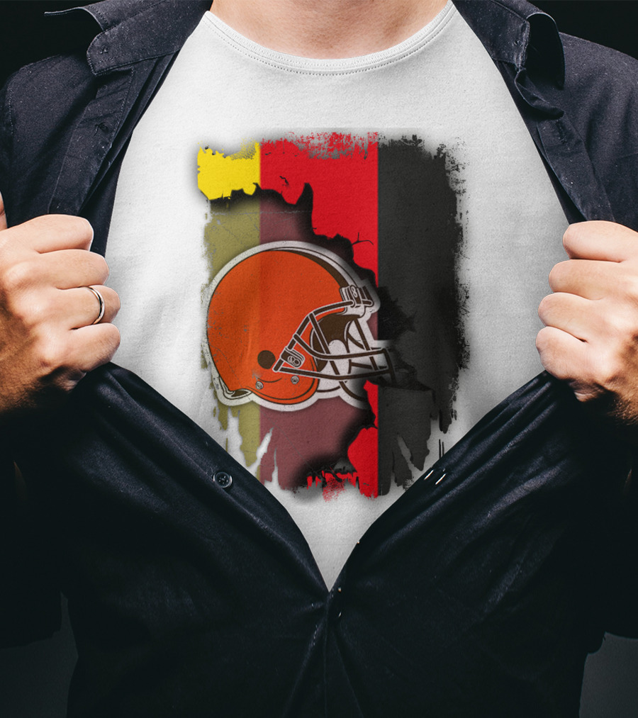 Germany Flag With Cleveland Browns Helmet T-Shirt