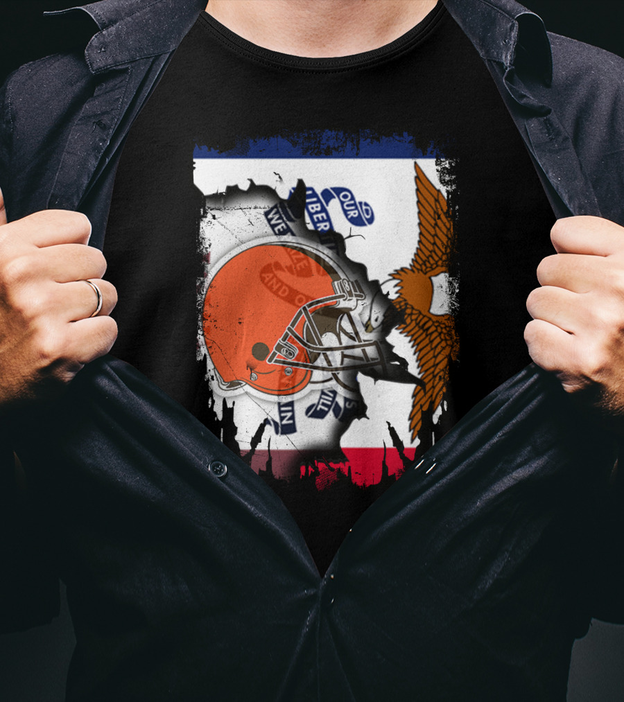 Together Iowa With Browns Helmet And Eagle Flag Elements T-Shirt