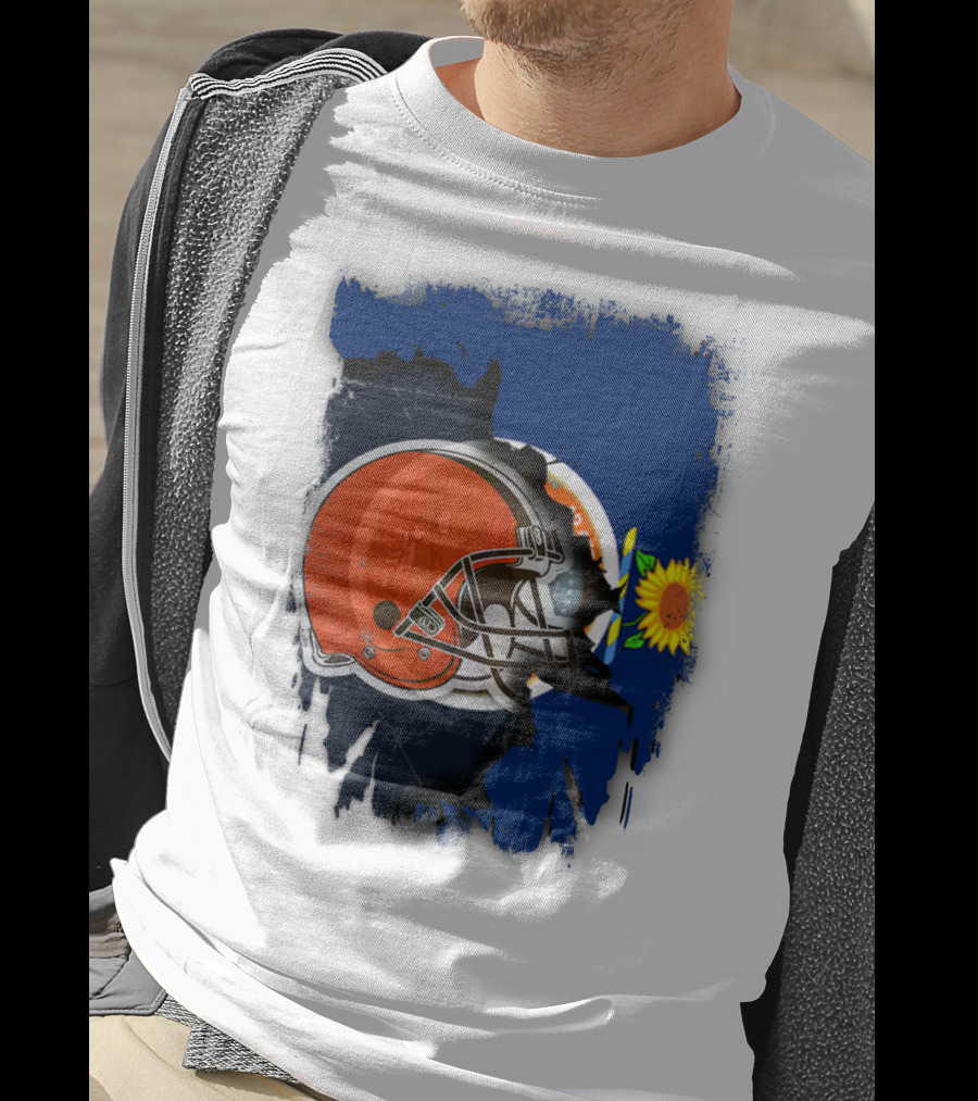 Kansas And Browns Helmet With Sunflower T-Shirt