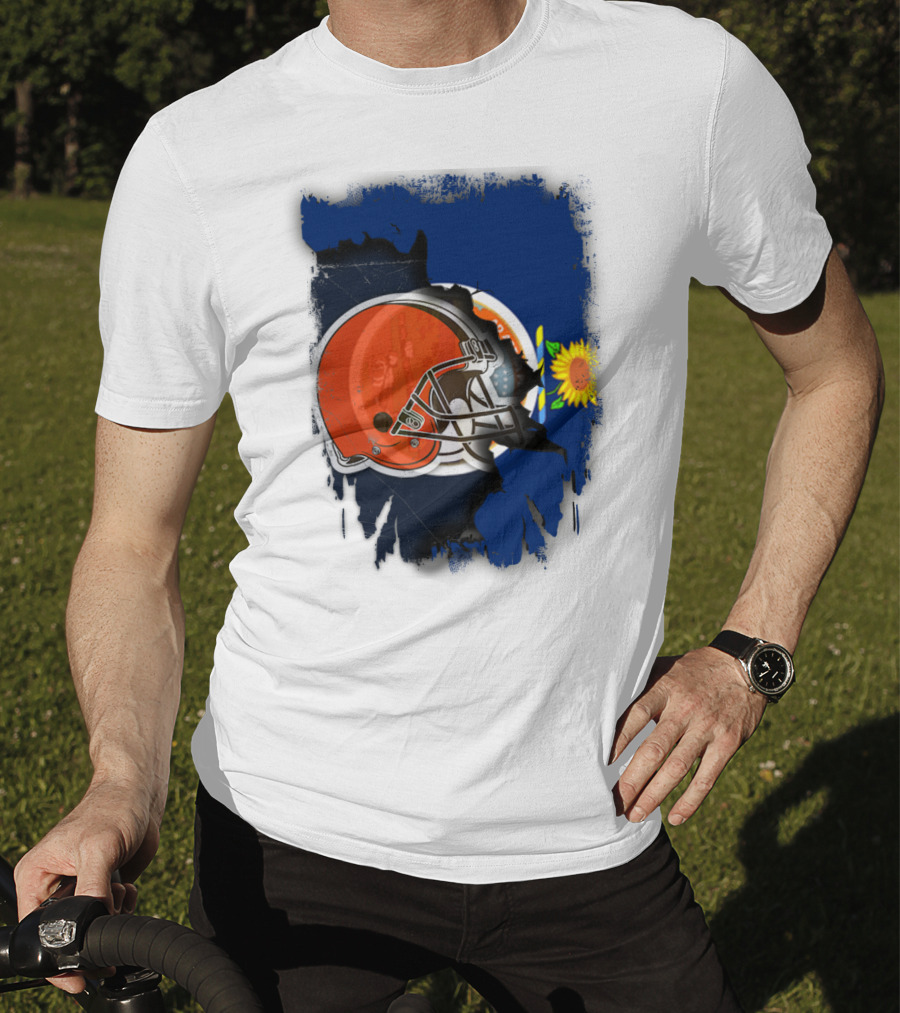 Kansas And Browns Helmet With Sunflower T-Shirt