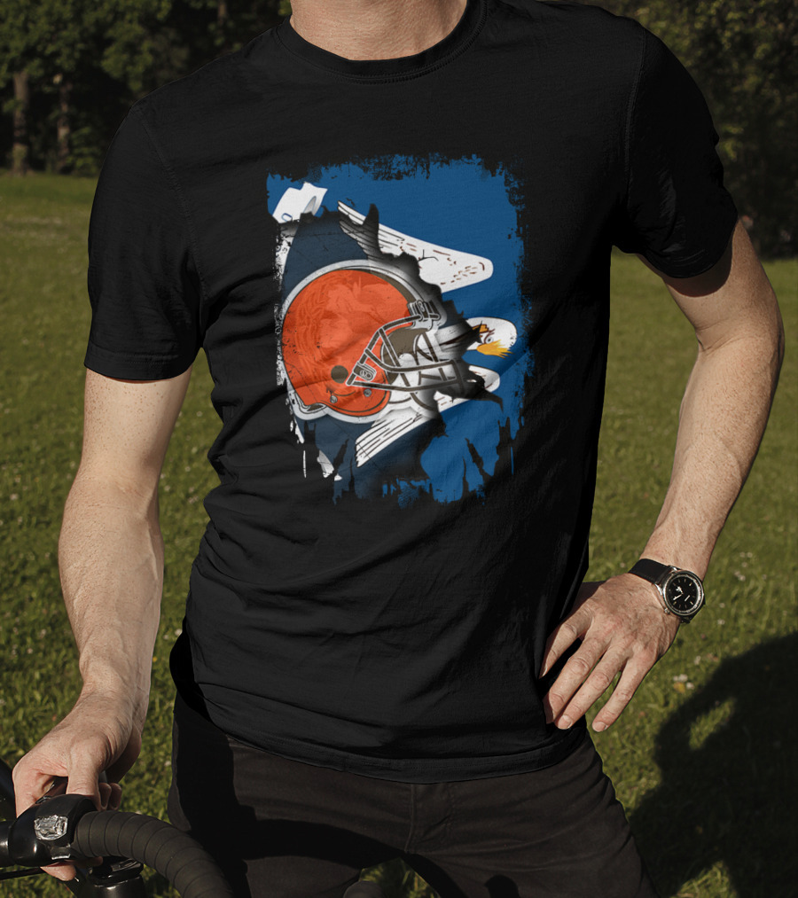 Cleveland Browns Helmet With Louisiana Eagle Motif T-Shirt